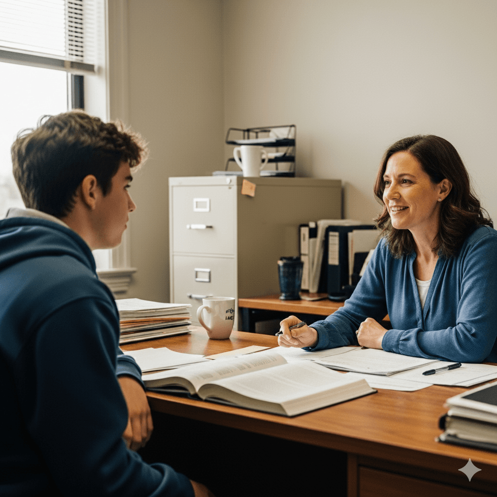 Mentor and mentee talking